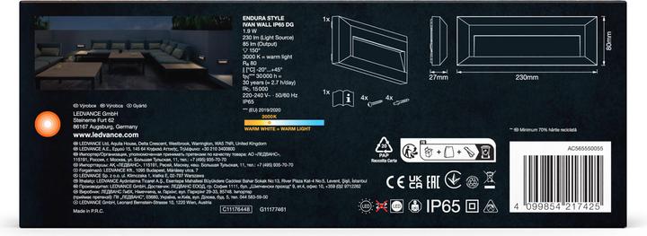 Produktbild Ledvance Endura Style IP65 Wall Ivan Dark Gray (85 lm, IP65)