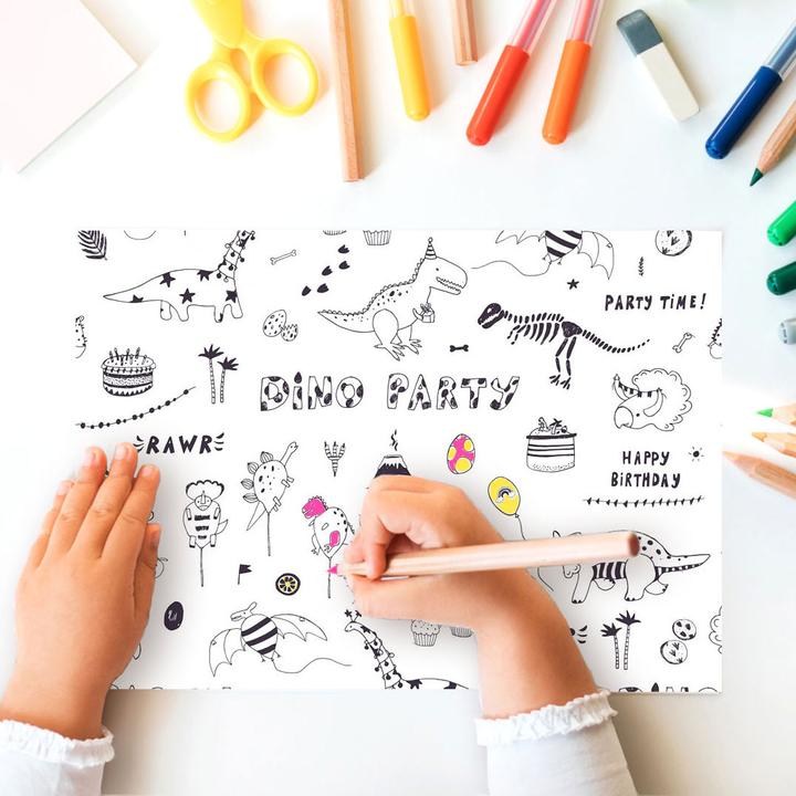 Produktbild Rotolux Geschenkpapier Colourable Dino Party, 4 mtr. (1x)