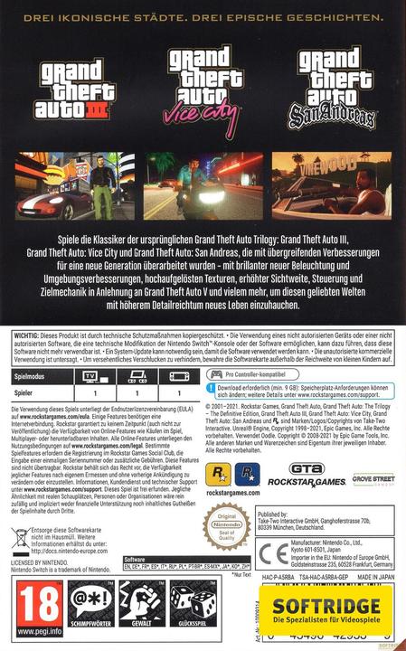 Produktbild Rockstar Grand Theft Auto: The Trilogy - The Definitive Edition (Switch, DE)