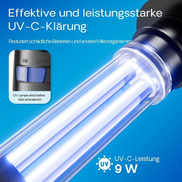 Image du produit SunSun CUP-809 4 en 1 Pompe d’Aquarium 700 l/h 10W avec 9W UVC-Stérilisateur et Matériau filtre (750 l, Filtres internes, Eau douce)