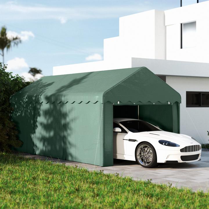 Actual product image Outsunny Carport Stahl, Polyester Grün