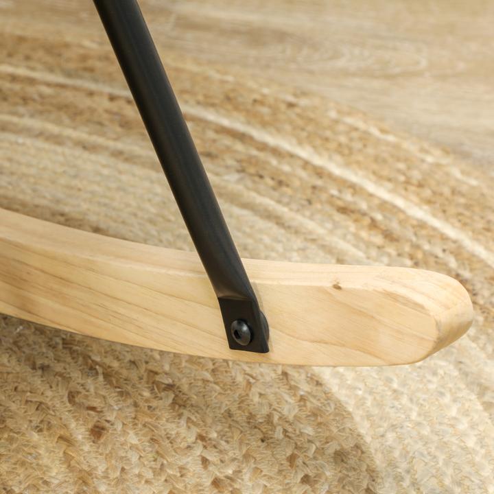 Actual product image Homcom Schaukelstuhl Berbervlies (100% Polyester), Buchenholz, Stahl, Schaumstoff Hellblau