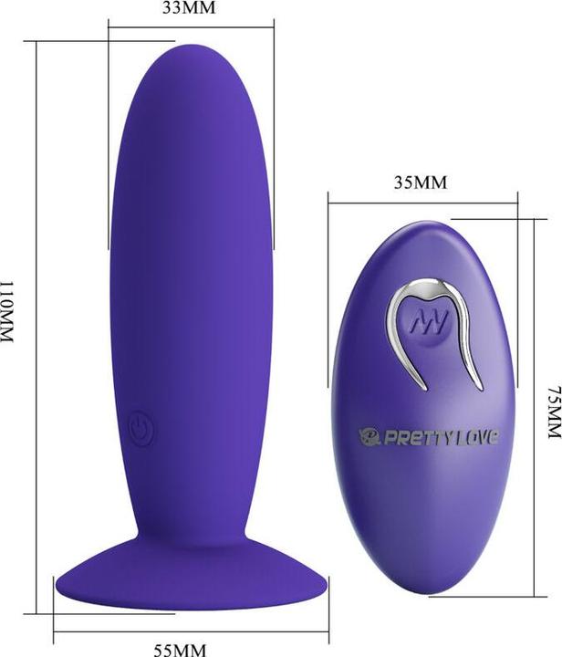Actual product image Pretty Love Youth Plug Anal Vibrator With Remote Control Purple (3.30 cm)