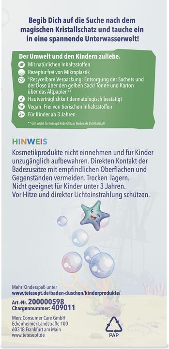 Nutritional values and ingredients Tetesept Spannende Unterwasser Abenteuer (Bubble bath)