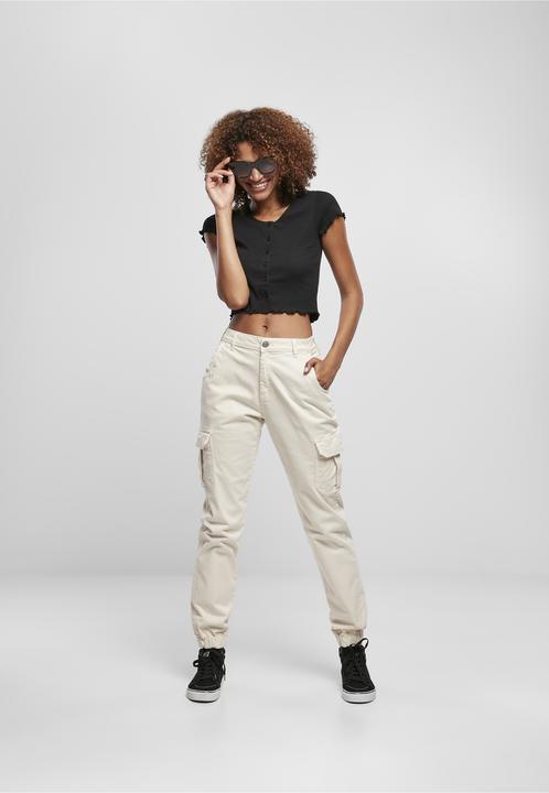 Image du produit Urban Classics Ladies Cropped Button Up Rib Tee (M)