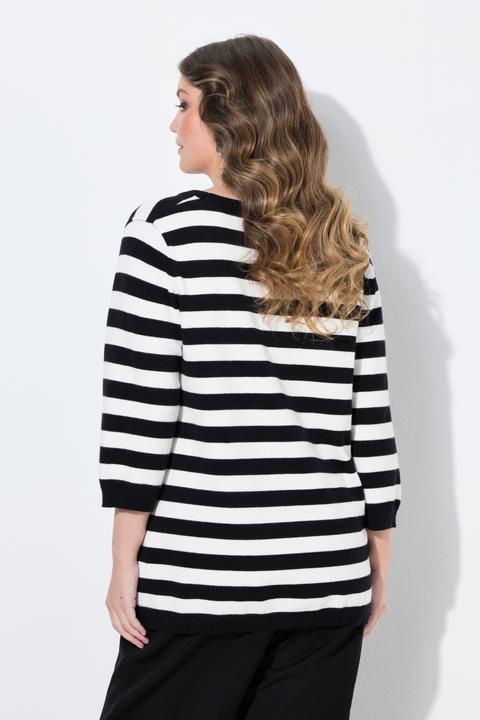 Produktbild Miamoda Strickshirt, Komfort Fit, Ringel, abnehmbare Herz-Brosche (46)