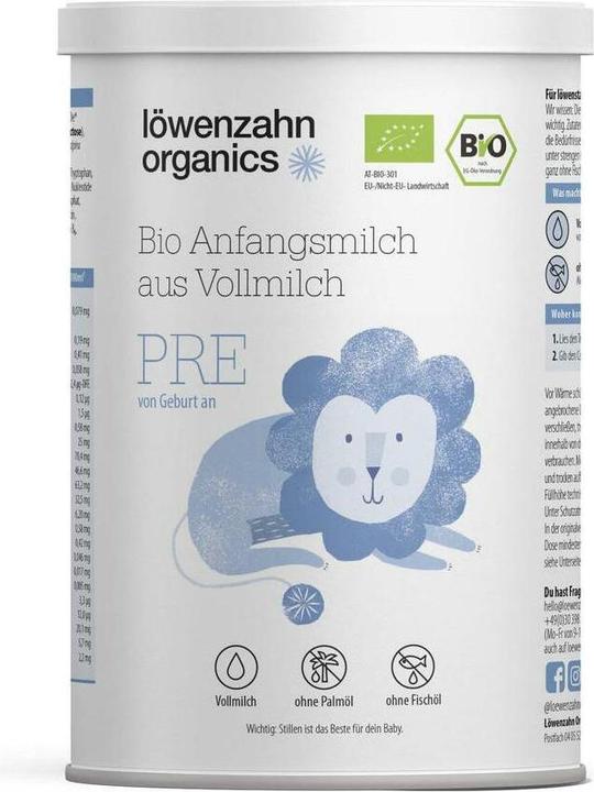 Image du produit Löwenzahn Organics Anfangsmilch Bio PRE aus Vollmilch, 400 g (400 g, dès la naissance)