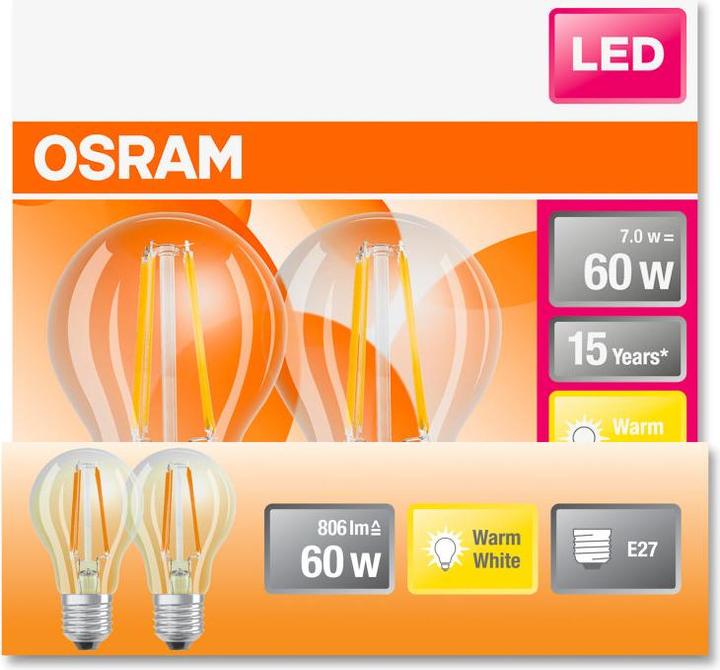 Immagine prodotto Osram Retrofit a led classico A (E27, 6.50 W, 806 lm, 2 x, E)