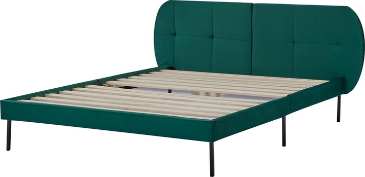 Immagine prodotto En.Casa Letto imbottito Porvoo in velluto 140x200 cm verde scuro (140 x 200 cm)