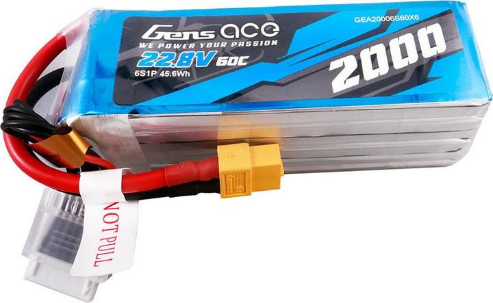 Image du produit Gens Ace Pack de batteries Lipo 2000mAh 22.8V 60C 6S1P haute tension avec connecteur XT60 (22.80 V, 2000 mAh)