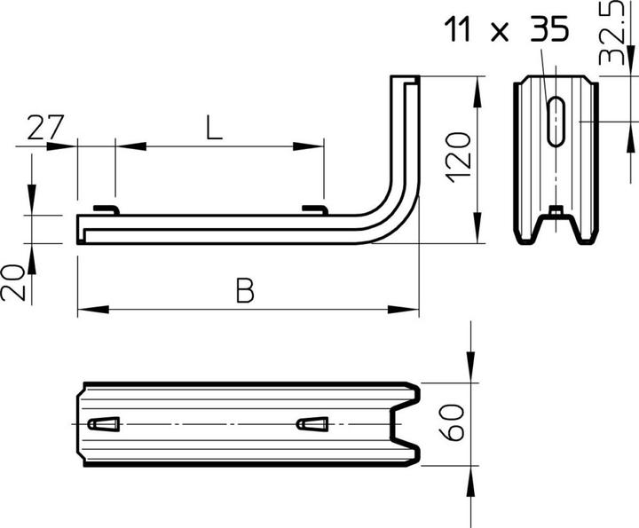 Immagine prodotto OBO Bettermann OBO TPSAG 345 FT Staffa da parete/supporto 345 mm per passacavi a rete