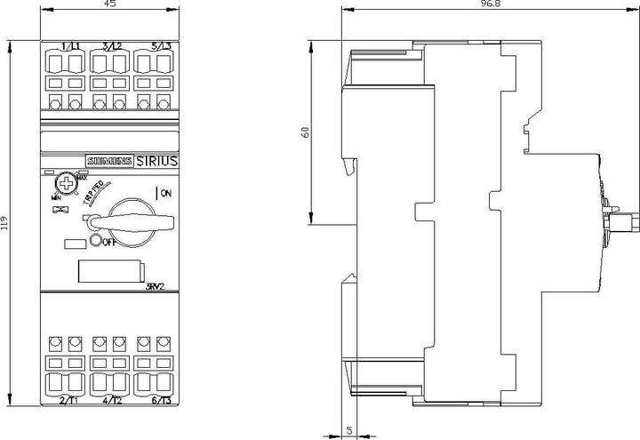 Nährwerte und Zutaten Siemens Leistungsschalter für Motorschutz 25A