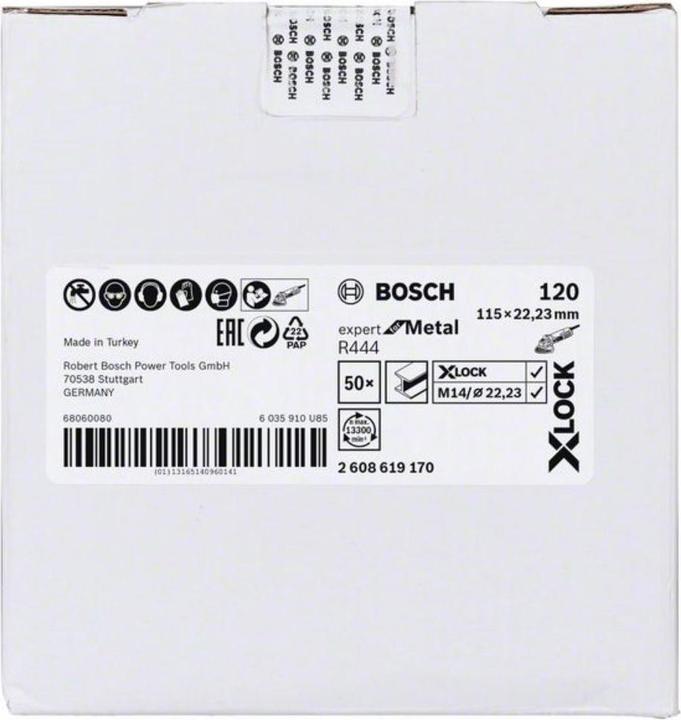 Produktbild Bosch Professional Zubehör X-LOCK Fiberschleifscheibe, Ø115 mm, K 120, R444, Expert for Metal, 1 Stk. (120)
