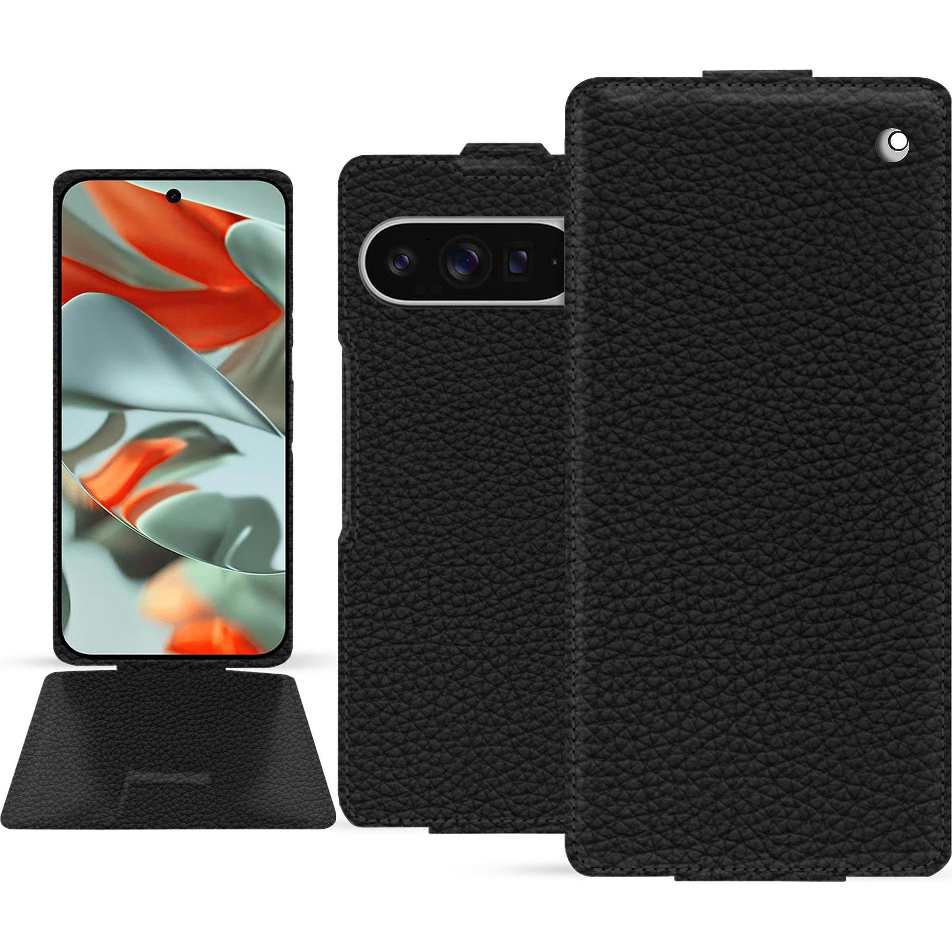 Noreve Lederschutzhülle vertikal (Google Pixel 9 Pro XL), Smartphone Hülle, Schwarz