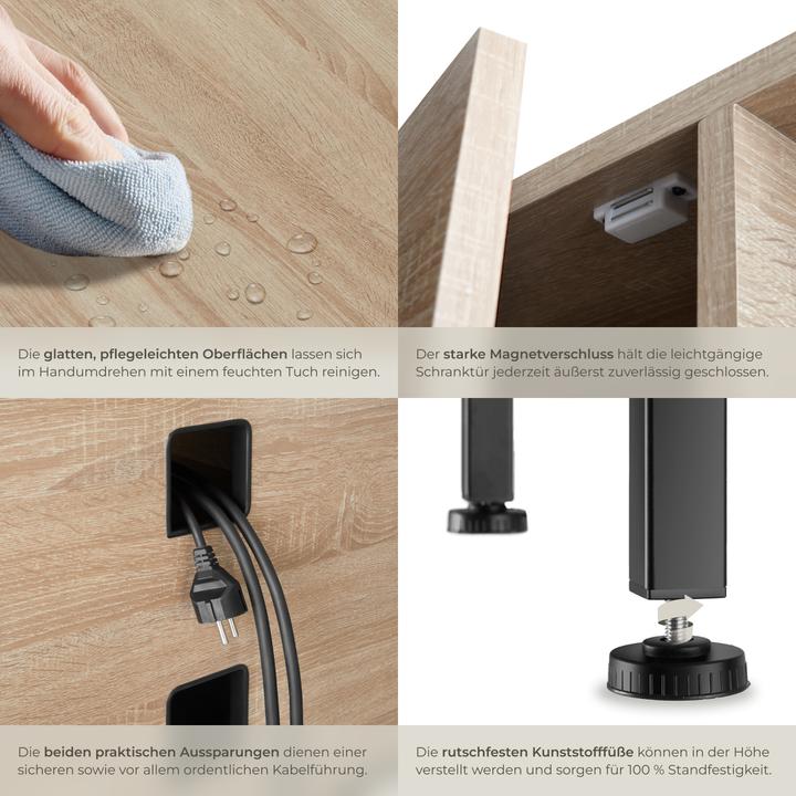 Actual product image tectake TV cabinet Galway | W110 x D41.5 x H50.5 cm with 3 sections (41.50 x 110 x 50.50 cm)