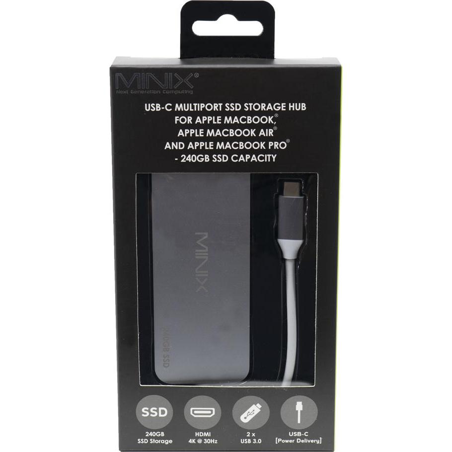 Thumbnail - Minix NEO-S2GR USB-C-Multiport-Adapter mit Solid State Drive (SSD) 240 GB im Lieferumfang enthalten (240 GB), Externe SS...