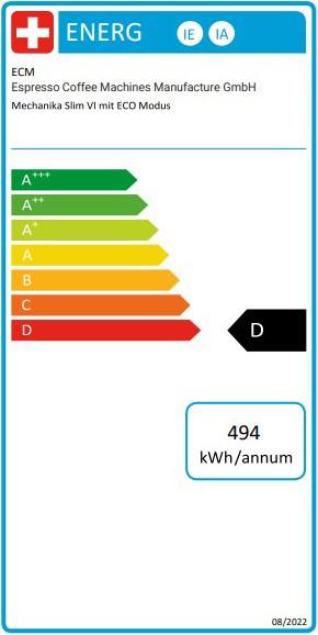 Energy Label ECM Manufacture Mechanika VI Slim
