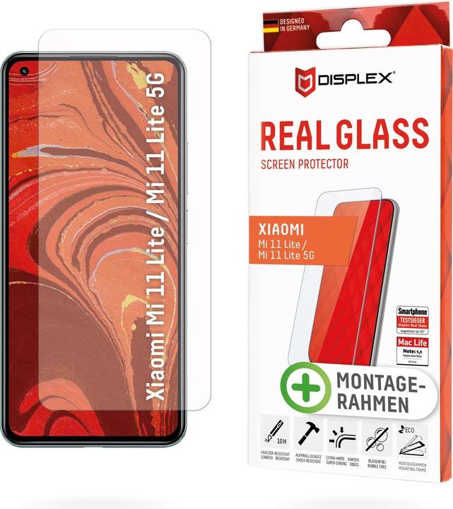 Displex Real Glass, 2D Panzerglas (1 Stück, Xiaomi Mi 11 Lite, Xiaomi Mi 11 Lite 5G)