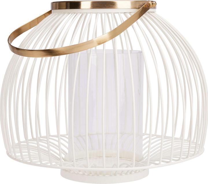 Casativo Metall-Windlicht mit Glaseinsatz, 28 x 23 cm, weiss-gold (Rund)