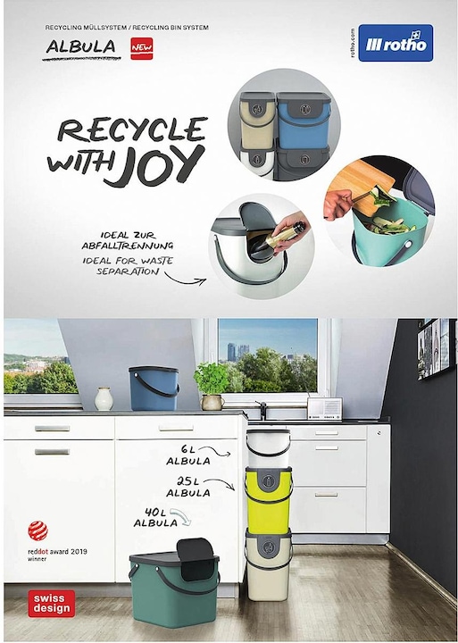 Immagine prodotto Rotho Albula 40 l contenitore per la raccolta differenziata, grigio (40 l)