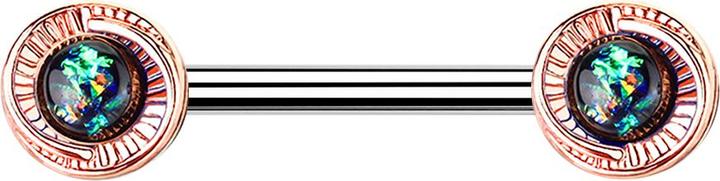 Produktbild Star Piercing Barbell rosegold runde Blume mit Opal grün (Messing, Chirurgenstahl 316L)