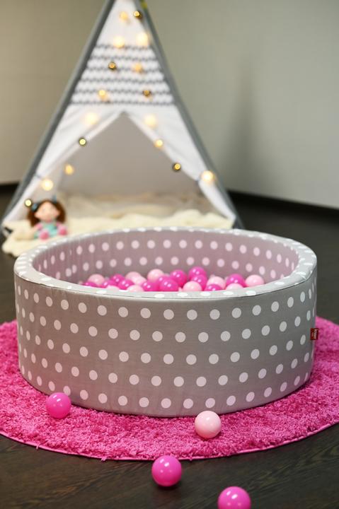 Actual product image Knorrtoys Ball pool soft - "Grey white dots" - 300 balls soft pink (approx. 6cm diameter)