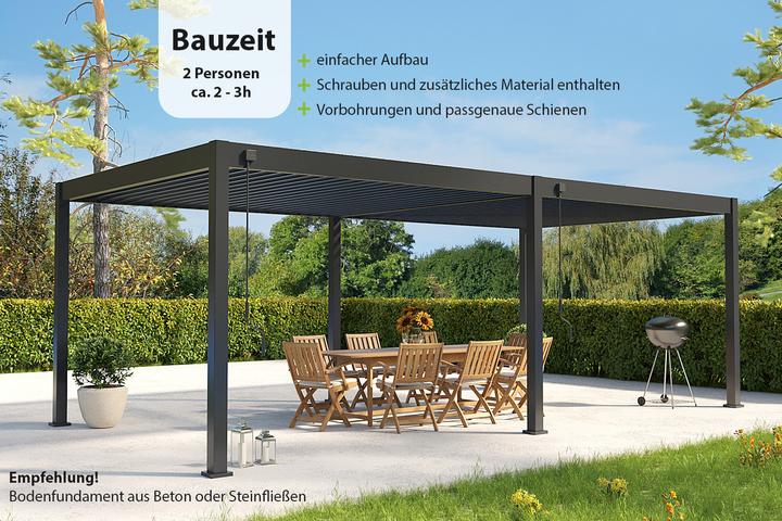 Produktbild Weide Pergola Deluxe Plus 3.6x7.2m mit Lamellendach Anthrazit (360 cm, 720 cm)