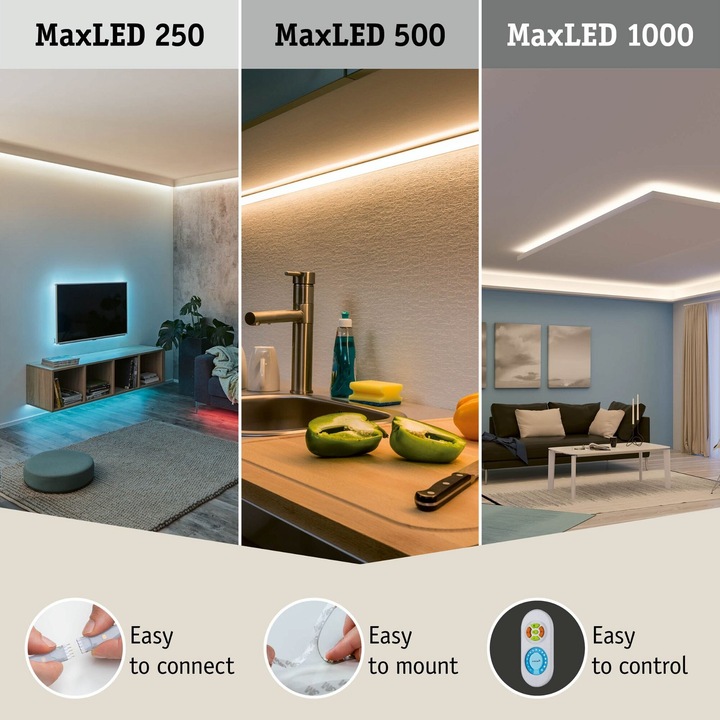 Immagine prodotto Paulmann Set di strisce COB MaxLED 500 a linea intera (Bianco caldo, 150 cm, Interno)