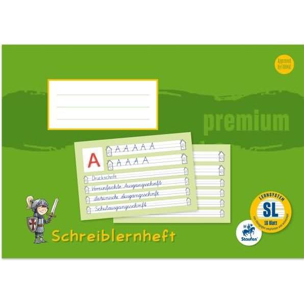 Staufen, Heft + Block, Schreiblernheft Premium Lineatur SL liniert DIN A4 quer Rand rundum, 16 Blatt (A4, Speziallineatu...