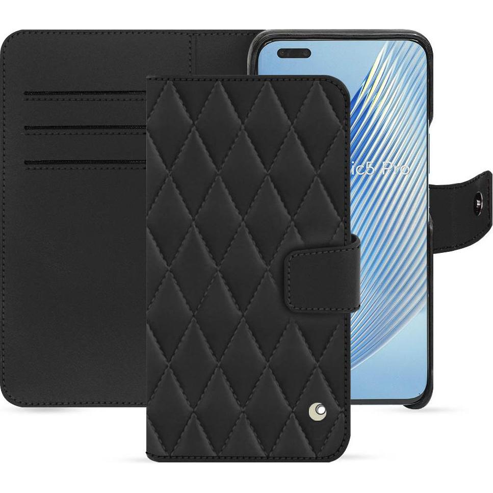Noreve Lederschutzhülle Honor Magic5 Pro (Honor Magic5 Pro), Smartphone Hülle, Schwarz
