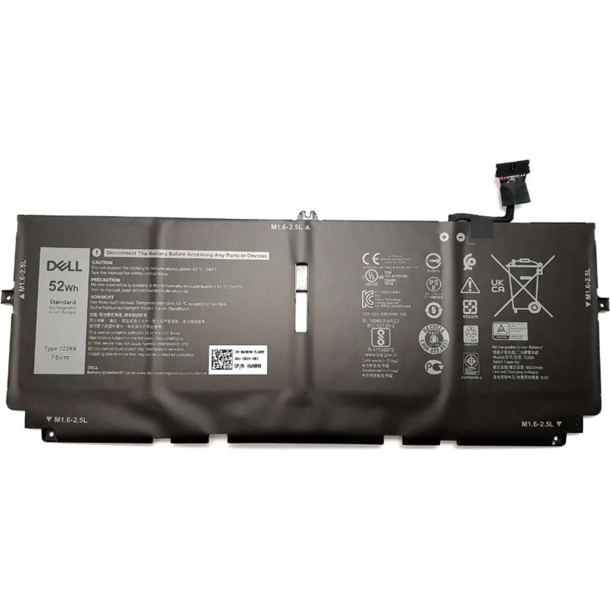 Dell Battery, 52WHR, 4 Cell (4 Zellen, 6500 mAh), Notebook Akku, Schwarz
