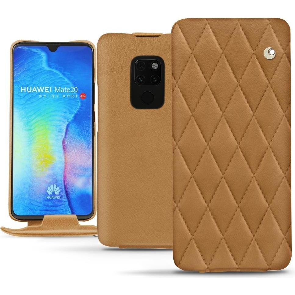 Noreve Lederschutzhülle vertikal (Huawei Mate 20), Smartphone Hülle, Braun