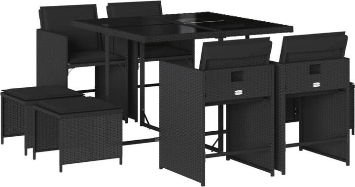 Image du produit VidaXL Meuble de jardin Ensemble de jardin 9pcs. noir Poly rotin (110 cm)