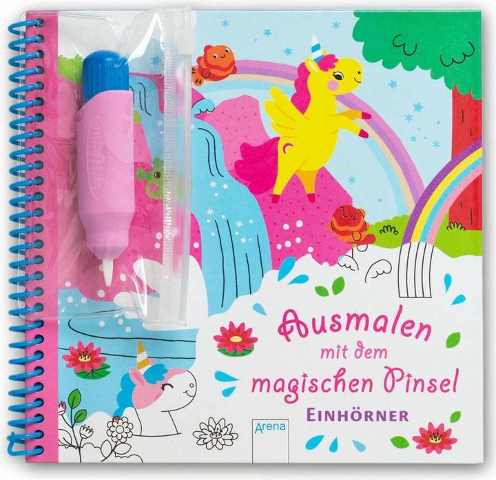 Ausmalen mit dem magischen Pinsel. Einhörner