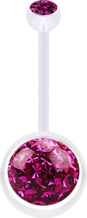Immagine prodotto Star Piercing Banana trasparente con strato protettivo epossidico in cristallo a sfera fucsia e cristallo a sfera (Materiale sintetico, senza ottone)