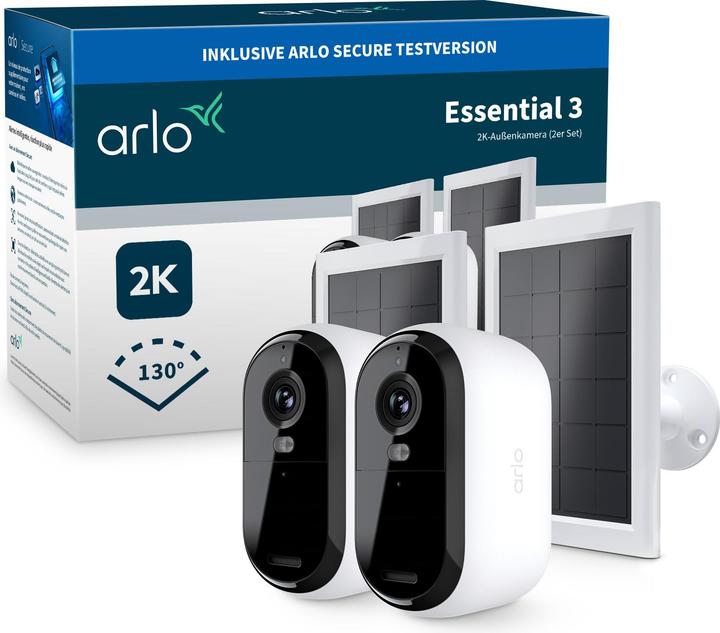 Actual product image Arlo Essential 3 set of 2 with solar panel (2560 x 1440 Pixels)