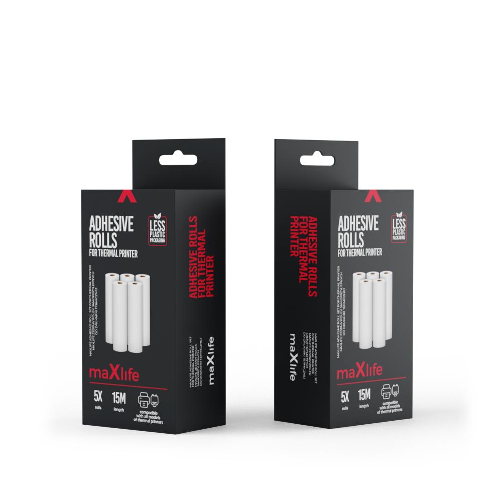 Maxlife, Rotoli di carta termica, set di rotoli adesivi per stampante termica