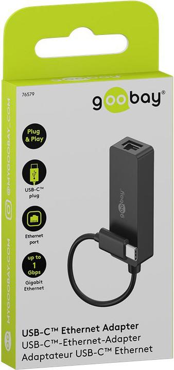 Immagine prodotto Goobay USB-C-Ethernet-Adapter, schwarz (USB-C)