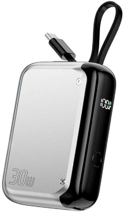 Image du produit 4smarts Powerbank Mit integriertem USB-C Kabel 10000 mAh, Silber (10000 mAh, 30 W, 37 Wh)