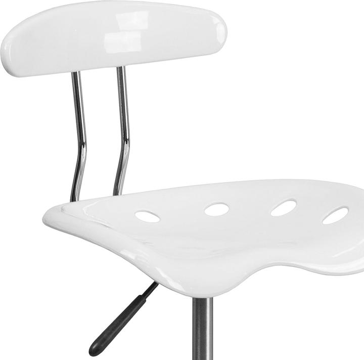 Actual product image Flash Furniture Vibrant White and Chrome Drafting Stool with Tractor Seat