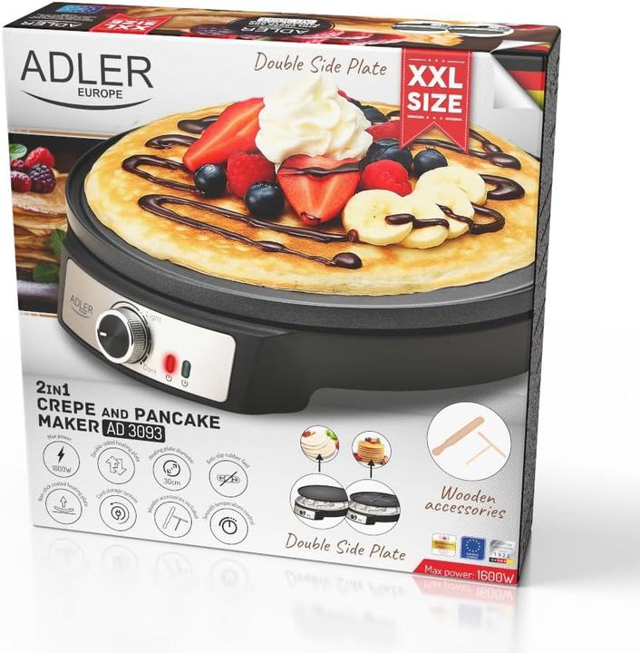 Actual product image Adler AD 3093 Naleśnikarka dwustronna elektryczna 30 cm | 2 in 1 | powłoka nieprzywierająca