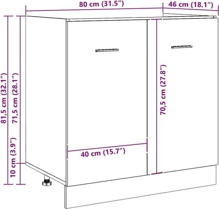 Immagine prodotto vidaXL Spülenunterschrank (80 x 46 x 81.50 cm)