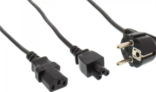 Produktbild InLine Netz-Y-Kabel 1x Schukostecker auf Kaltgeraete- und Notebookstecker 2m (2 m)