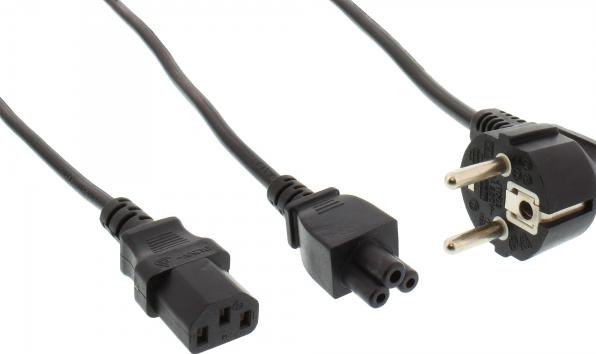 Produktbild InLine Netz-Y-Kabel 1x Schukostecker auf Kaltgeraete- und Notebookstecker 2m (2 m)