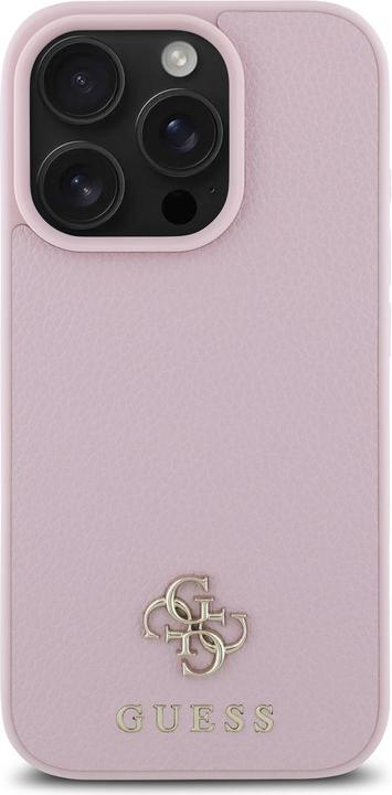 Actual product image Guess PU Grained 4G Small Metal Logo MagSafe Case Cover for iPhone 16 Pro Max - Pink (Apple iPhone 16 Pro Max)