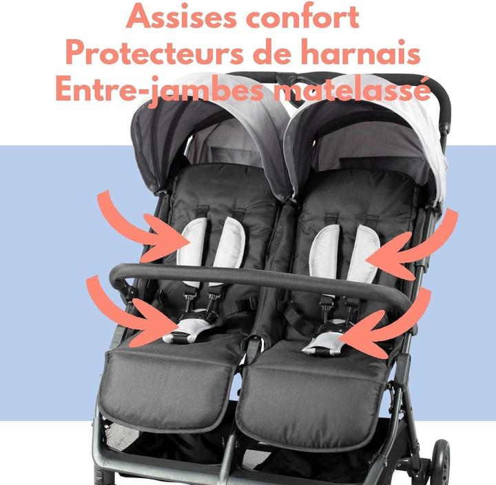 Actual product image Bambisol Double Side-by-Side Twin Stroller from Birth with Compact Fold