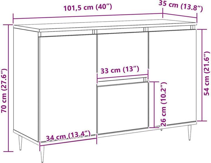 Image du produit vidaXL Buffet (101.5 x 35 x 70 cm)