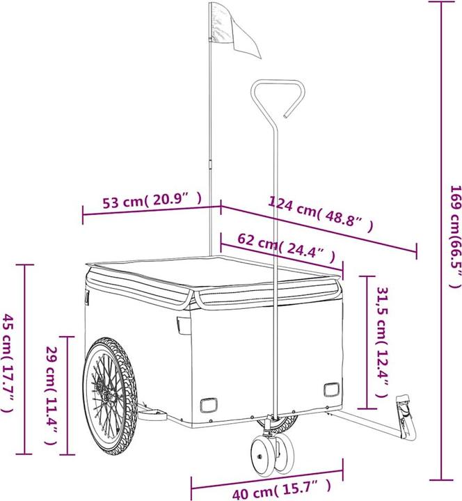 Produktbild VidaXL Fahrradanhänger Schwarz und Grau 30 kg Eisen