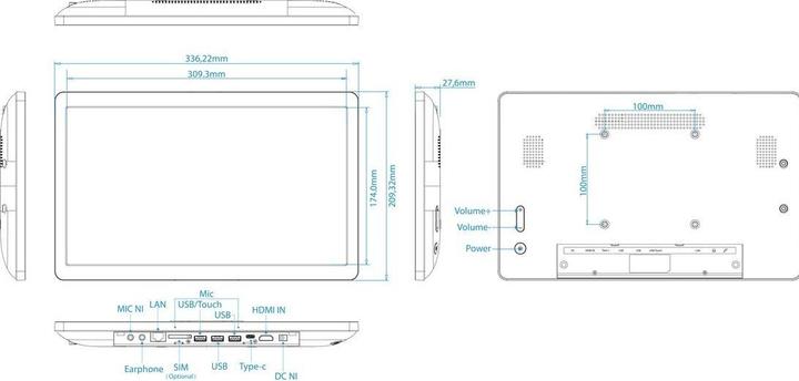 Productafbeelding Allnet High Performance Display 35,60cm (14"), Android 12, RK3588, NFC, PoE, HDMI In, kleur zwart (14", 32 GB, Zwart)