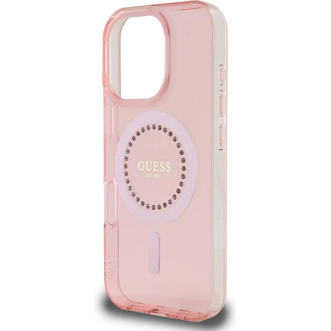 Thumbnail - Guess GUHMP16XPFTDTEP iPhone 16 Pro Max 6.9" różowy/pink hardcase IML Rhinestones MagSafe (Apple iPhone 16 Pro Max), Sma...